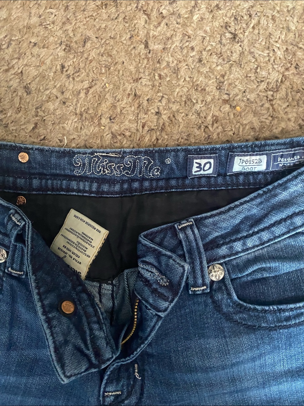 Miss Me Dark Blue Embellished Wide-Leg Jeans - Picture 4 of 4
